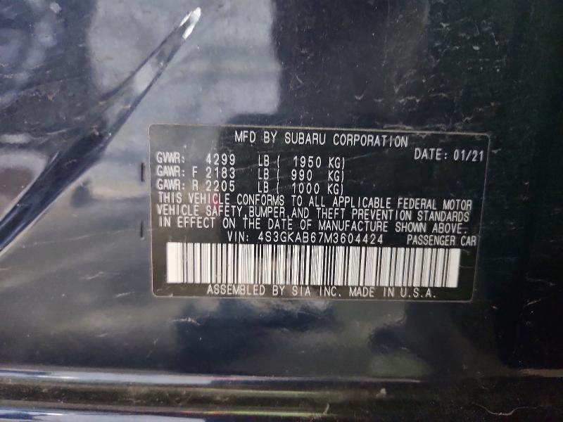 Aukcja sprzedaży 2021 Subaru Impreza, vin: 4S3GKAB67M3604424, numer aukcji: 54112846