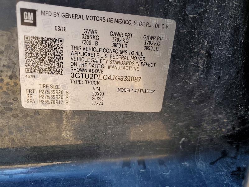 51909736 :رقم المزاد ، 3GTU2PEC4JG339087 vin ، 2018 Gmc Sierra مزاد بيع
