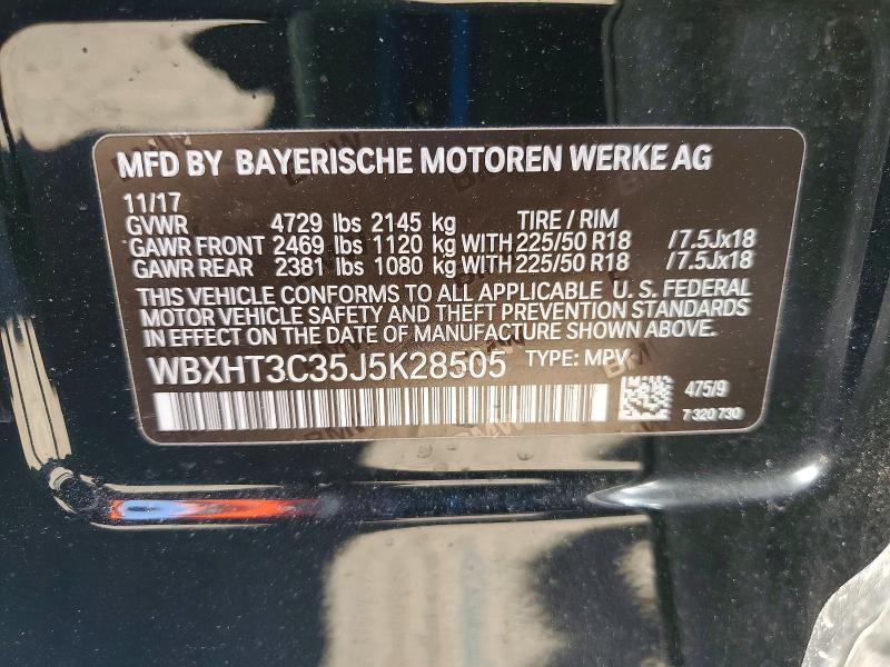 53482066 :رقم المزاد ، WBXHT3C35J5K28505 vin ، 2018 Bmw X1 مزاد بيع