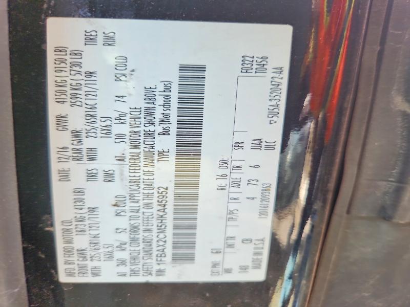 53480516 :رقم المزاد ، 1FBAX2CM5HKA45952 vin ، 2017 Ford Transit مزاد بيع
