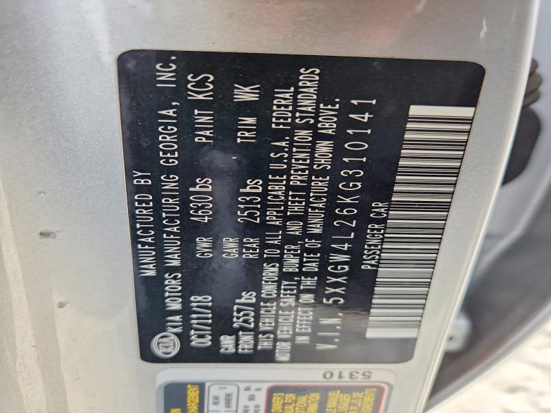 53156736 :رقم المزاد ، 5XXGW4L26KG310141 vin ، 2019 Kia Optima مزاد بيع