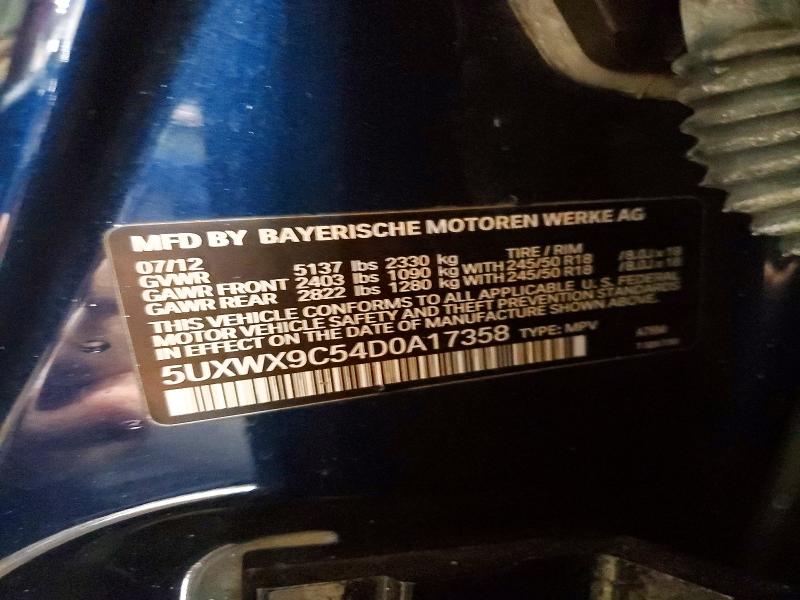 Aukcja sprzedaży 2013 Bmw X3, vin: 5UXWX9C54D0A17358, numer aukcji: 52782796