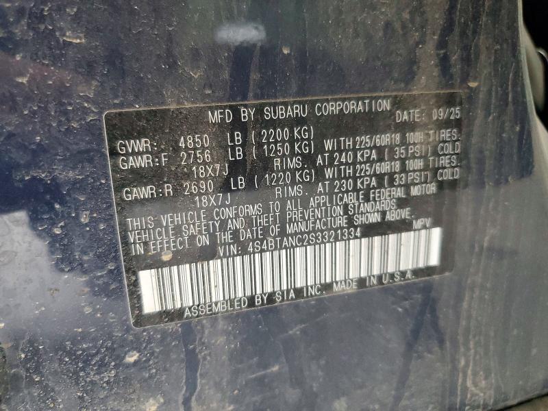 Aukcja sprzedaży 2025 Subaru Outback, vin: 4S4BTANC2S3321334, numer aukcji: 54877886