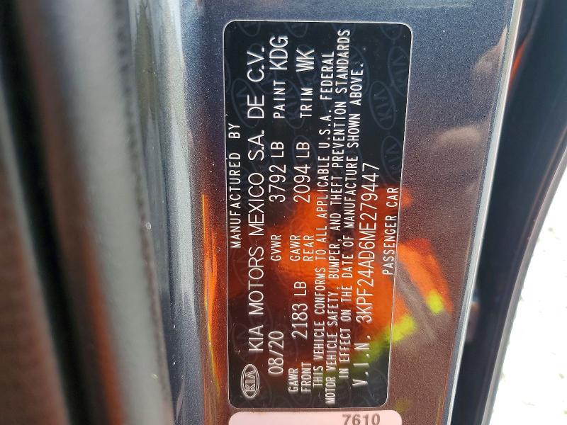 2021 Kia Forte მანქანა იყიდება აუქციონზე, vin: 3KPF24AD6ME279447, აუქციონის ნომერი: 53241856