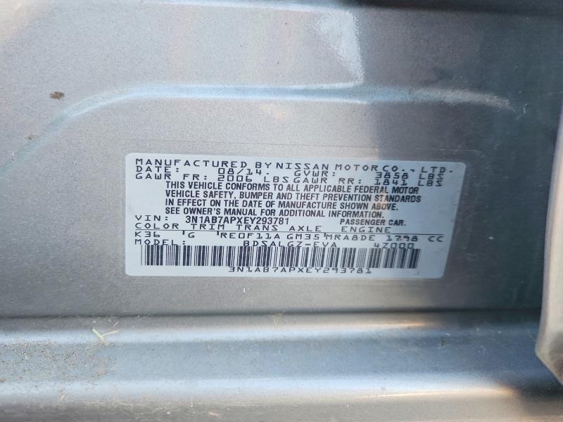 Продажа на аукционе авто 2014 Nissan Sentra, vin: 3N1AB7APXEY293781, номер лота: 55226646