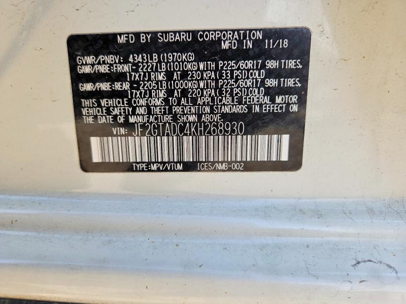Продаж на аукціоні авто 2019 Subaru Crosstrek, vin: JF2GTADC4KH268930, номер лоту: 53167116
