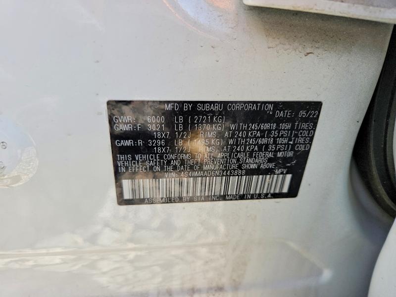 Aukcja sprzedaży 2022 Subaru Ascent, vin: 4S4WMAAD6N3443888, numer aukcji: 54595686