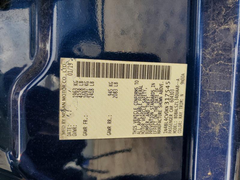 Aukcja sprzedaży 2019 Nissan Altima, vin: 1N4BL4CV0KN317545, numer aukcji: 54301286