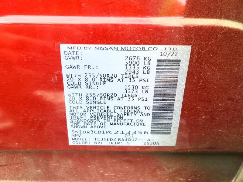 Продаж на аукціоні авто 2023 Nissan Pathfinder, vin: 5N1DR3CD1PC213356, номер лоту: 52869286
