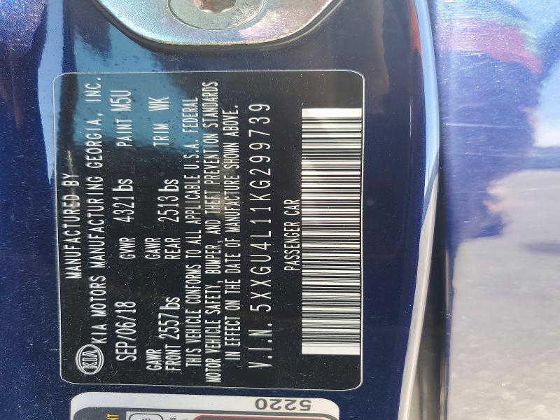2019 Kia Optima მანქანა იყიდება აუქციონზე, vin: 5XXGU4L11KG299739, აუქციონის ნომერი: 52687336