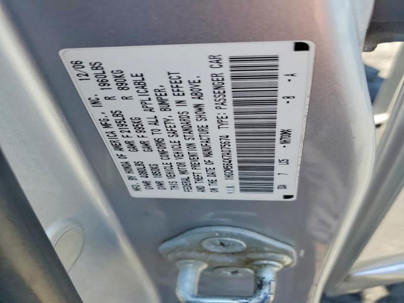2007 Honda Accord მანქანა იყიდება აუქციონზე, vin: 1HGCM564X7A075674, აუქციონის ნომერი: 53567356