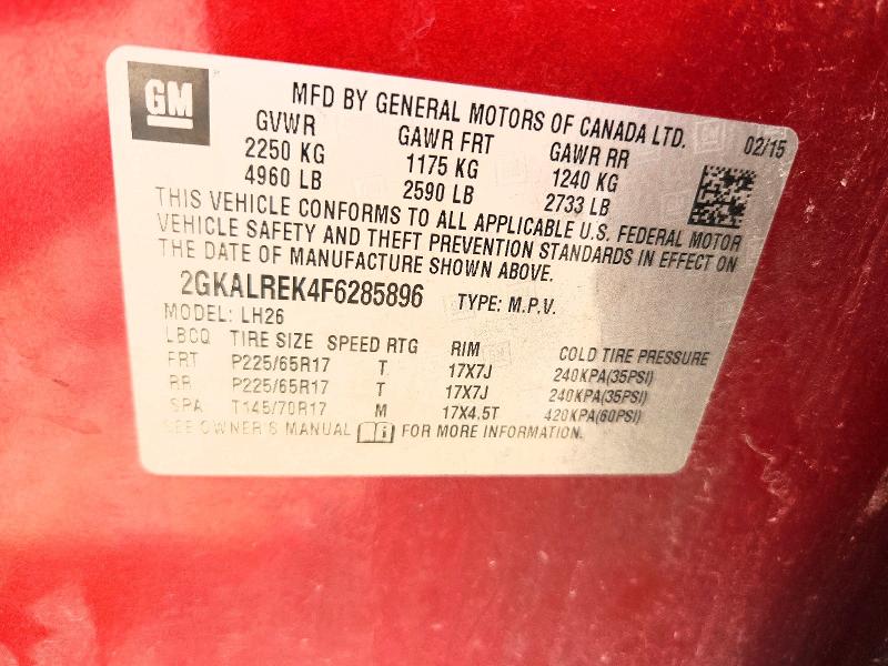 Продажа на аукционе авто 2015 Gmc Terrain, vin: 2GKALREK4F6285896, номер лота: 55248256