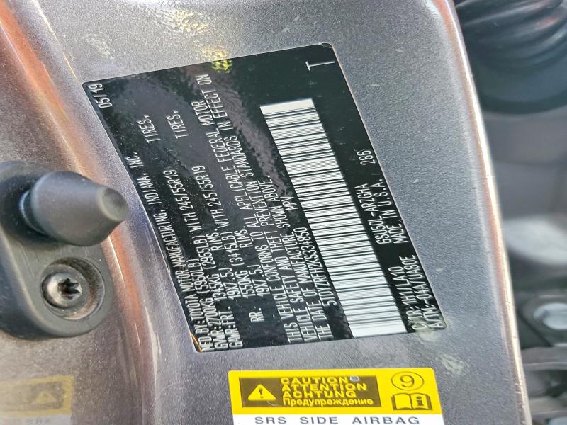 2019 Toyota Highlander მანქანა იყიდება აუქციონზე, vin: 5TDYZRFH2KS334850, აუქციონის ნომერი: 54720026