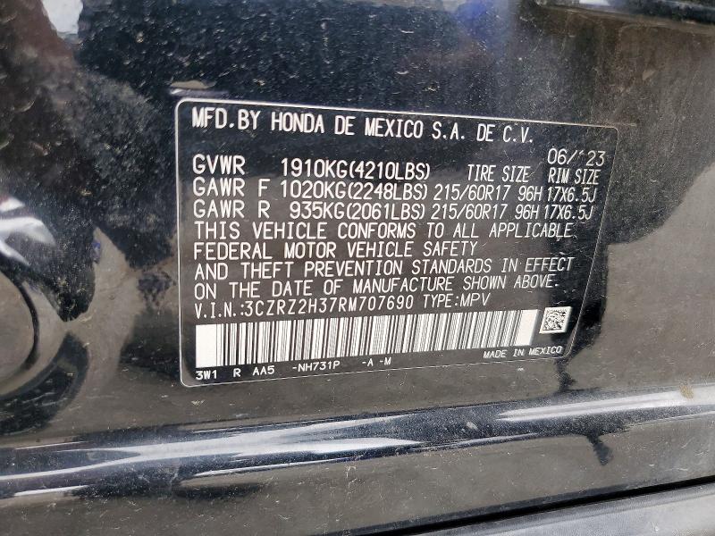 54960716 :رقم المزاد ، 3CZRZ2H37RM707690 vin ، 2024 Honda Hr-v مزاد بيع