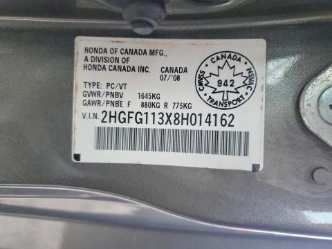 Продаж на аукціоні авто 2008 Honda Civic, vin: 2HGFG113X8H014162, номер лоту: 55243446