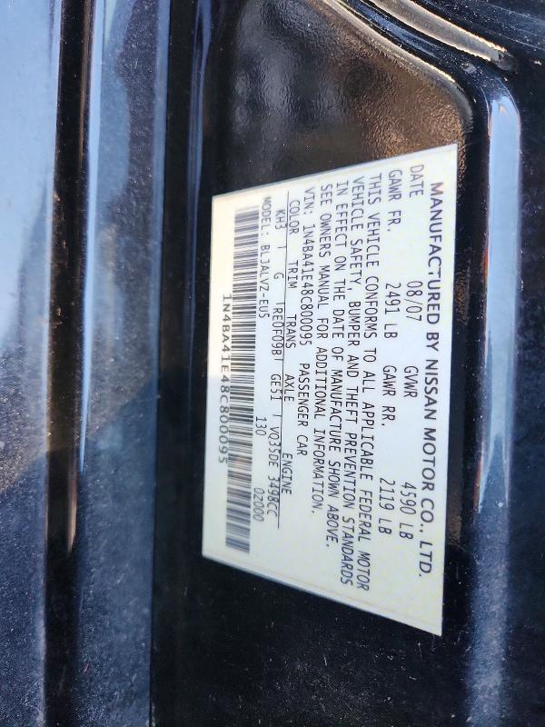 Продажа на аукционе авто 2008 Nissan Maxima, vin: 1N4BA41E48C800095, номер лота: 55052176