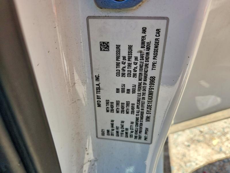 Aukcja sprzedaży 2021 Tesla Model 3, vin: 5YJ3E1EAXMF919968, numer aukcji: 55323466