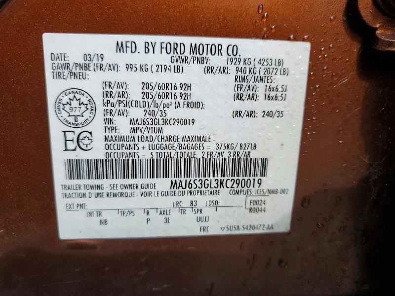 Aukcja sprzedaży 2019 Ford Ecosport, vin: MAJ6S3GL3KC290019, numer aukcji: 52731216