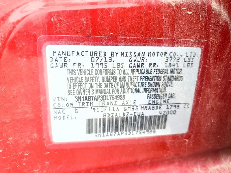 Aukcja sprzedaży 2013 Nissan Sentra, vin: 3N1AB7AP3DL754928, numer aukcji: 53315066