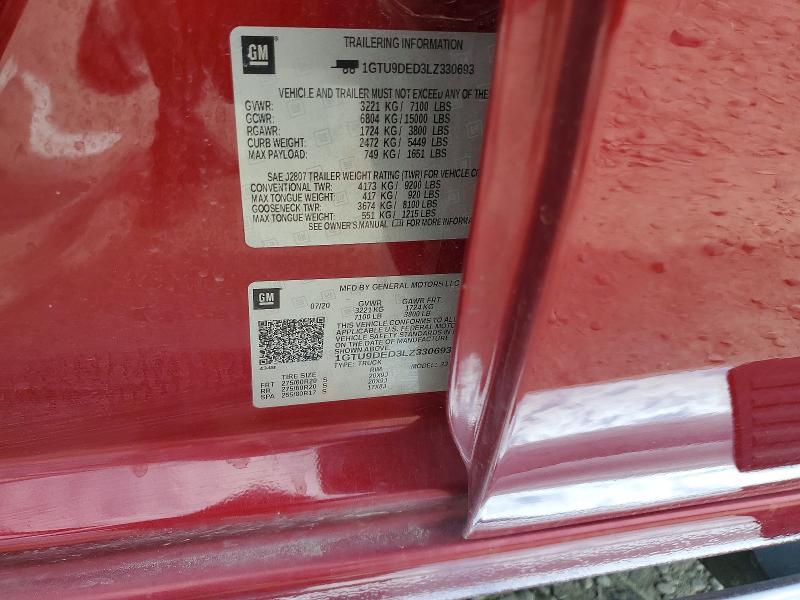 2020 Gmc Sierra მანქანა იყიდება აუქციონზე, vin: 1GTU9DED3LZ330693, აუქციონის ნომერი: 53766496
