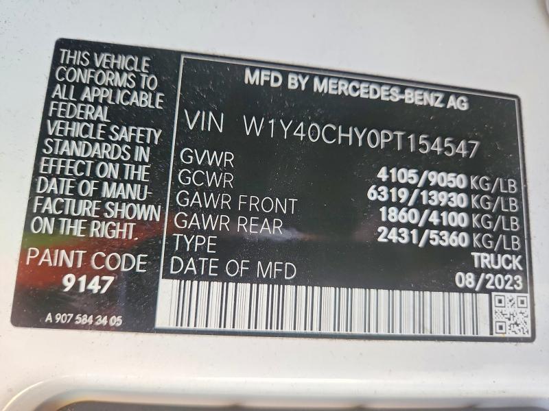 Aukcja sprzedaży 2023 Mercedes Benz Sprinter, vin: W1Y40CHY0PT154547, numer aukcji: 53696586