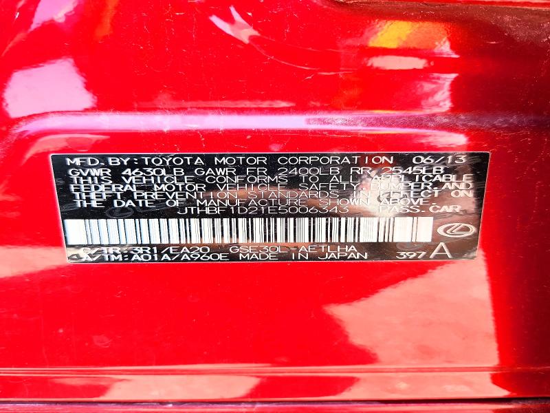 53741026 :رقم المزاد ، JTHBF1D21E5006343 vin ، 2014 Lexus Is مزاد بيع