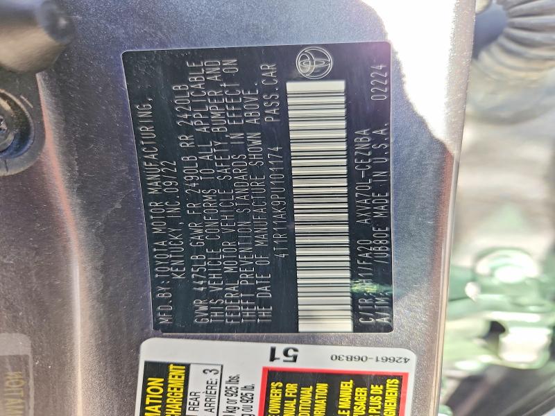 Продаж на аукціоні авто 2023 Toyota Camry, vin: 4T1R11AK9PU101174, номер лоту: 54561566
