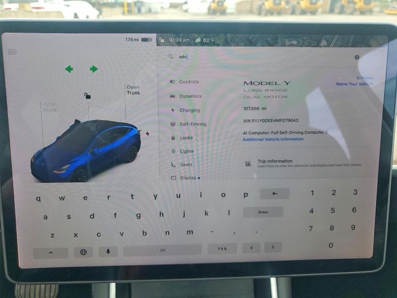 Продажа на аукционе авто 2021 Tesla Model Y, vin: 5YJYGDEE4MF079643, номер лота: 53340426