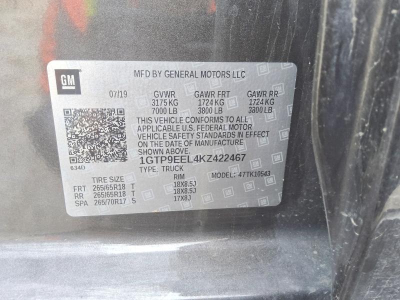 Aukcja sprzedaży 2019 Gmc Sierra, vin: 1GTP9EEL4KZ422467, numer aukcji: 53551096