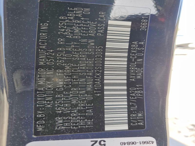 Aukcja sprzedaży 2025 Toyota Camry, vin: 4T1DAACK2SU003085, numer aukcji: 52483156
