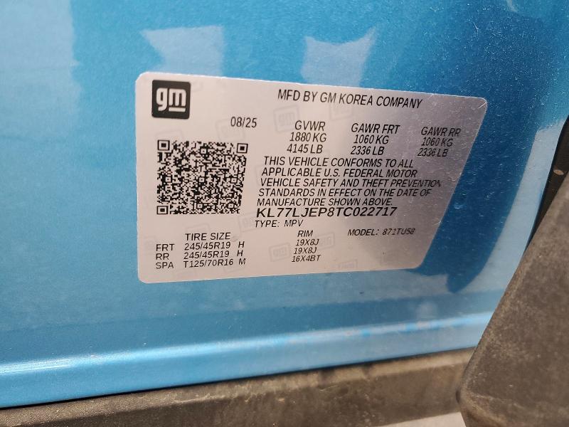 Продаж на аукціоні авто 2026 Chevrolet Trax, vin: KL77LJEP8TC022717, номер лоту: 55144126
