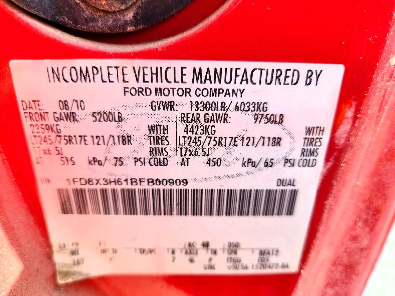 54102216 :رقم المزاد ، 1FD8X3H61BEB00909 vin ، 2011 Ford F350 مزاد بيع