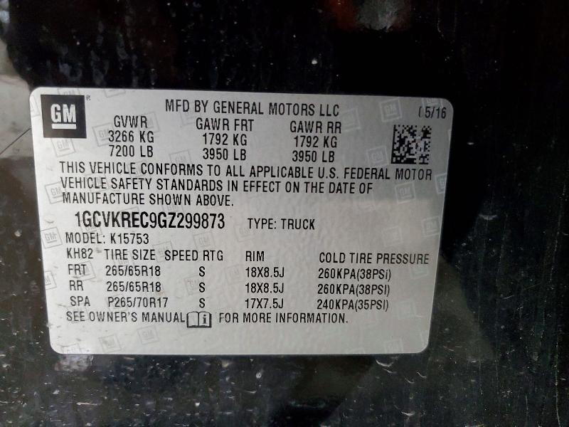54413756 :رقم المزاد ، 1GCVKREC9GZ299873 vin ، 2016 Chevrolet Silverado مزاد بيع