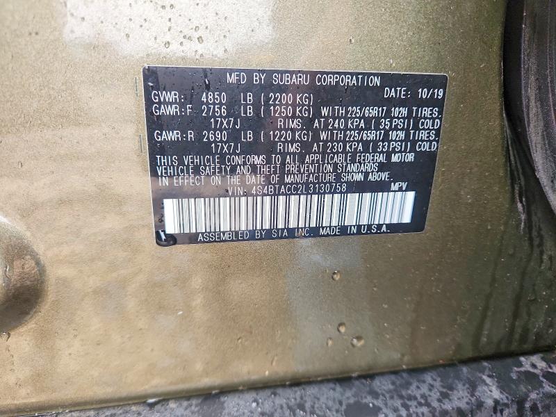Aukcja sprzedaży 2020 Subaru Outback, vin: 4S4BTACC2L3130758, numer aukcji: 54194736