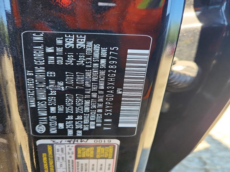 Aukcja sprzedaży 2017 Kia Sorento, vin: 5XYPGDA3XHG289775, numer aukcji: 52888146