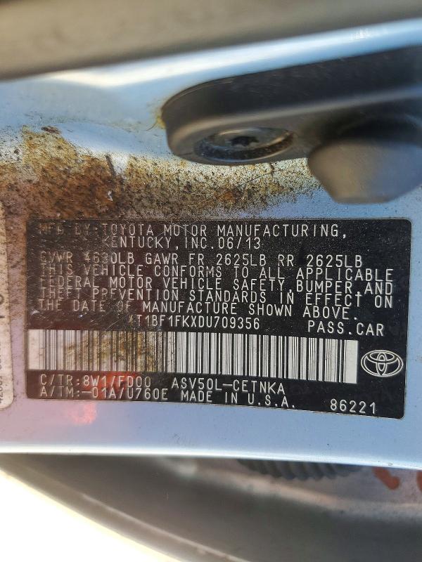 53919056 :رقم المزاد ، 4T1BF1FKXDU709356 vin ، 2013 Toyota Camry مزاد بيع