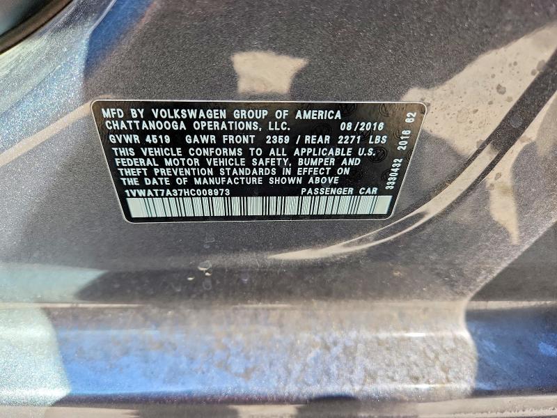 54620716 :رقم المزاد ، 1VWAT7A37HC008973 vin ، 2017 Volkswagen Passat مزاد بيع