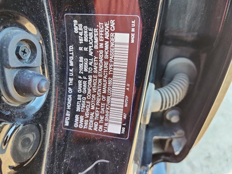 Продаж на аукціоні авто 2020 Honda Civic, vin: SHHFK7H89LU201892, номер лоту: 53324656