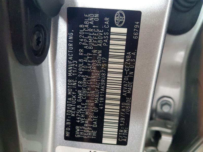52003806 :رقم المزاد ، 4T1R11AK9RU877517 vin ، 2024 Toyota Camry مزاد بيع