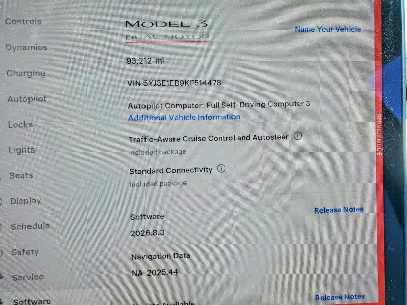 54177716 :رقم المزاد ، 5YJ3E1EB9KF514478 vin ، 2019 Tesla Model 3 مزاد بيع