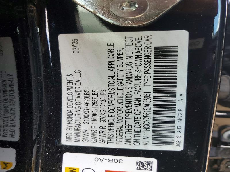 Продаж на аукціоні авто 2025 Honda Accord, vin: 1HGCY2F61SA035951, номер лоту: 54325596