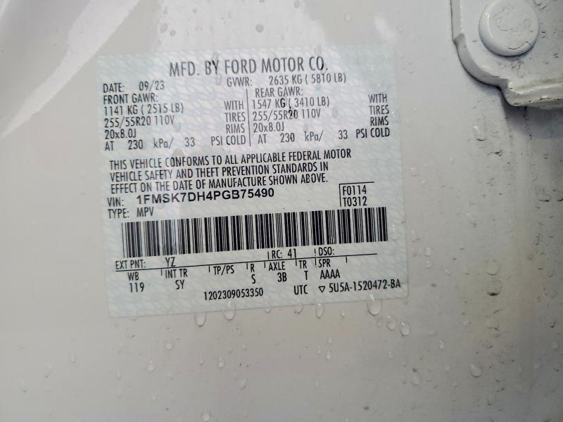 Продажа на аукционе авто 2023 Ford Explorer, vin: 1FMSK7DH4PGB75490, номер лота: 52866296