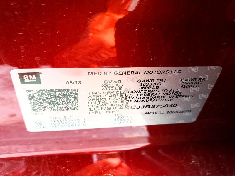 Продажа на аукционе авто 2018 Chevrolet Tahoe, vin: 1GNSKAKC3JR375840, номер лота: 52527316