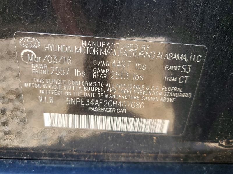 Aukcja sprzedaży 2016 Hyundai Sonata, vin: 5NPE34AF2GH407080, numer aukcji: 52144656