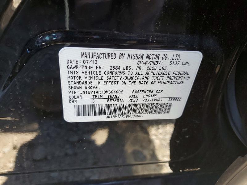 Aukcja sprzedaży 2013 Infiniti M37, vin: JN1BY1AR1DM604002, numer aukcji: 52681226