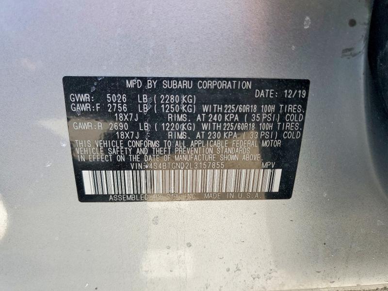 Продажа на аукционе авто 2020 Subaru Outback, vin: 4S4BTGND2L3157855, номер лота: 52531496