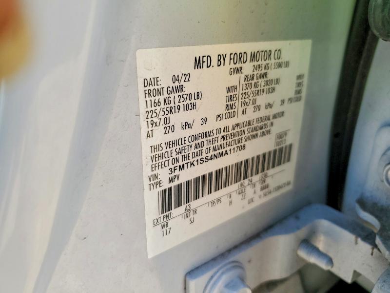Продажа на аукционе авто 2022 Ford Mustang Mach-e, vin: 3FMTK1SS4NMA11708, номер лота: 54532696