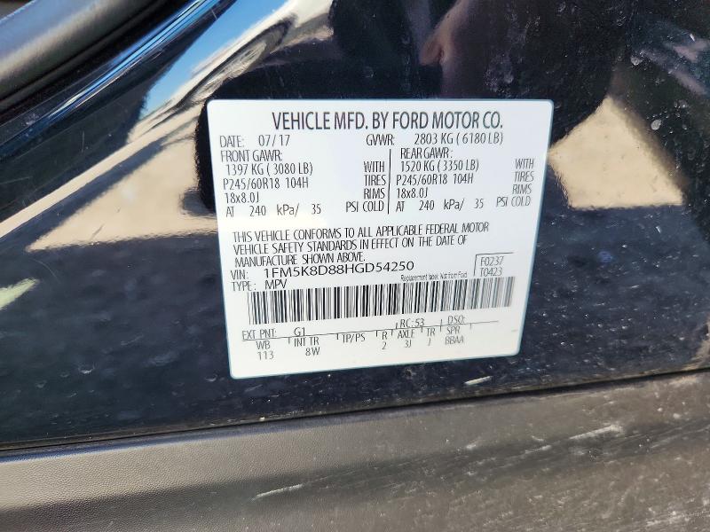 Aukcja sprzedaży 2017 Ford Explorer, vin: 1FM5K8D88HGD54250, numer aukcji: 52919186