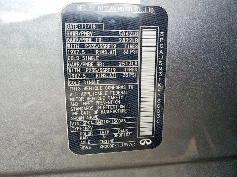 2019 Infiniti Qx50 მანქანა იყიდება აუქციონზე, vin: 3PCAJ5M31KF130036, აუქციონის ნომერი: 51440716