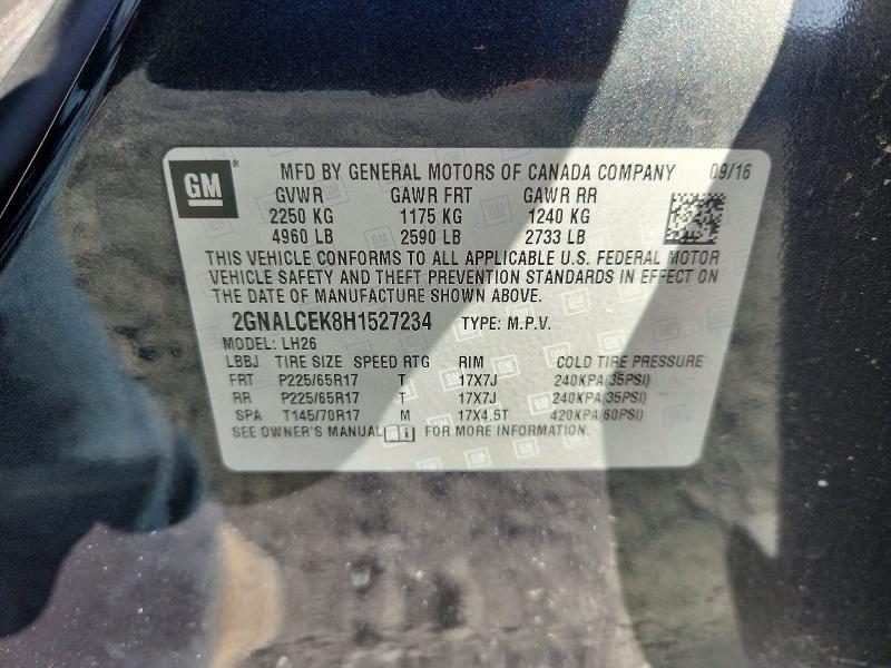 Продаж на аукціоні авто 2017 Chevrolet Equinox, vin: 2GNALCEK8H1527234, номер лоту: 53252156